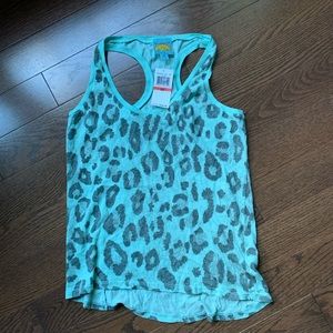 🏷 NWT C&C California Leopard Print Racerback Tank Teal